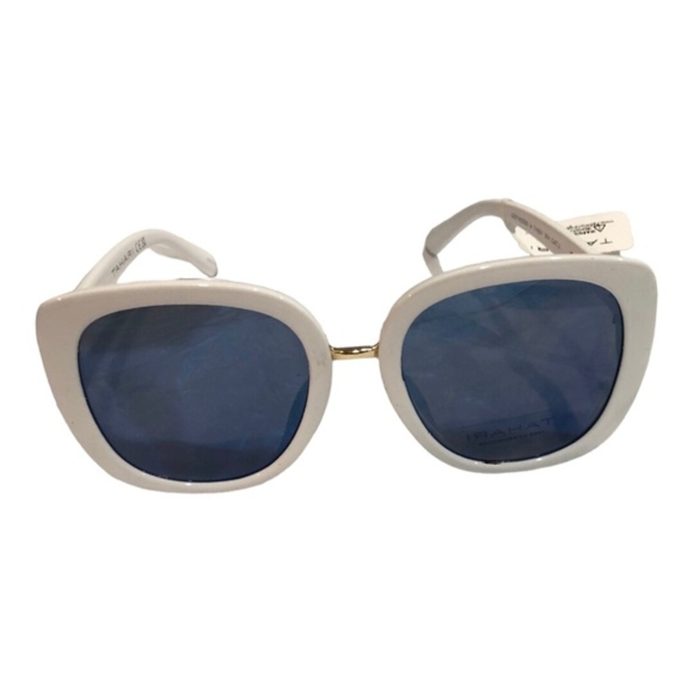 Tahari glamorous Jackie-o style white gold chainlink oversized oval sunglasses
